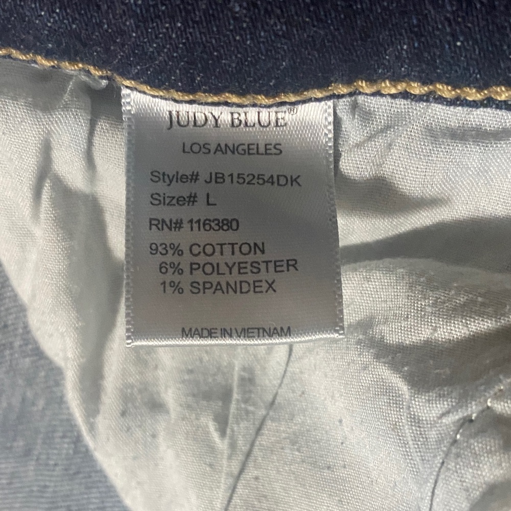 Judy Blue Women's Frayed Hem Dark Blue Jean Shorts - Picture 3 of 3
